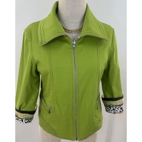 Euc Women’s Medium City Girl Nancy Bolen Tropical Print Jacket Reversible - Picture 8 of 8